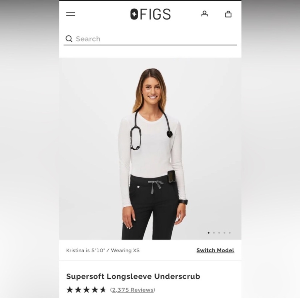 Figs long sleeve under scrub